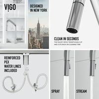 Chrome finish kitchen faucet with sprayer docking station and high-arc design