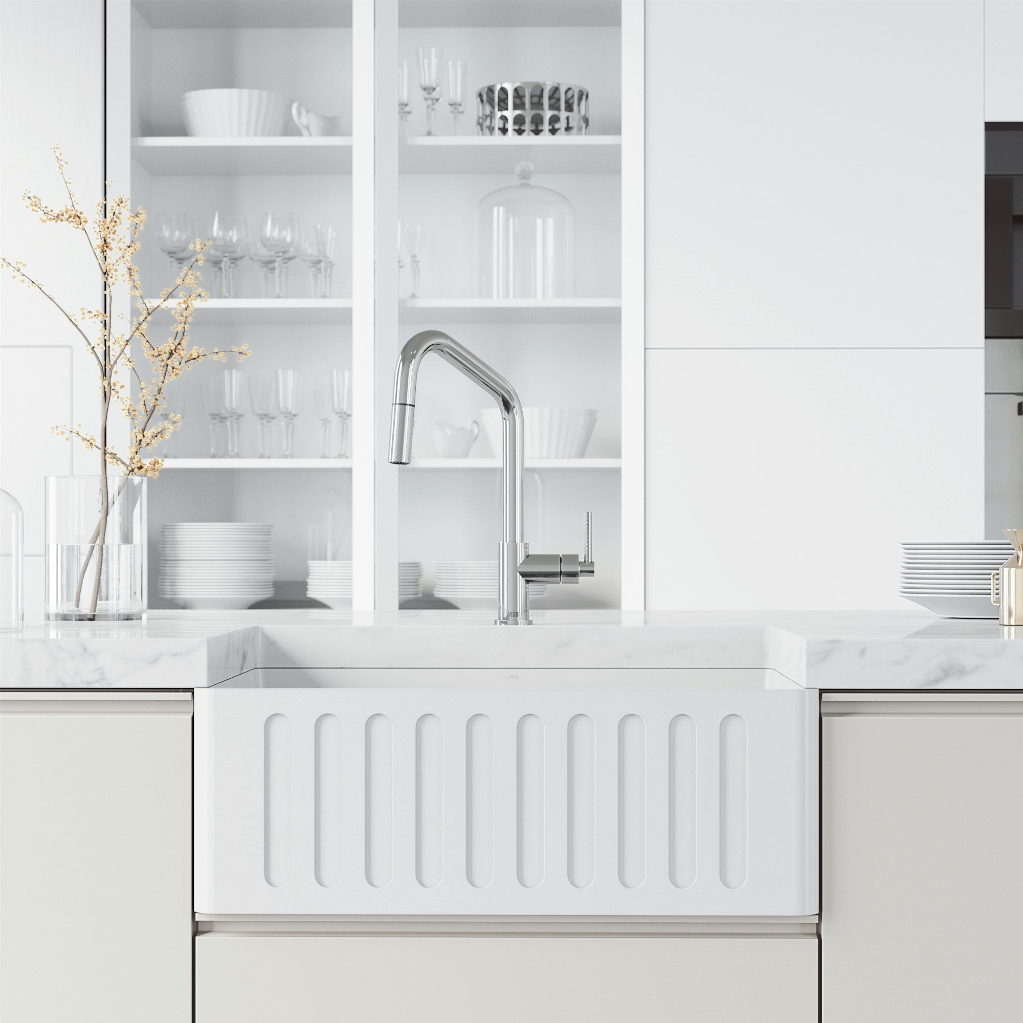 Deck-mounted kitchen faucet with included hose and sprayer head