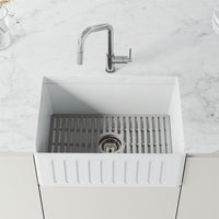 Water-efficient single handle faucet with spot-resistant chrome finish