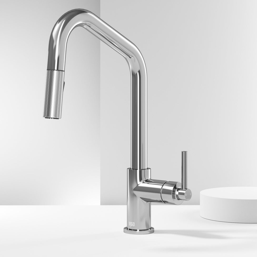 Chrome kitchen faucet with pre-rinse and compression connection type