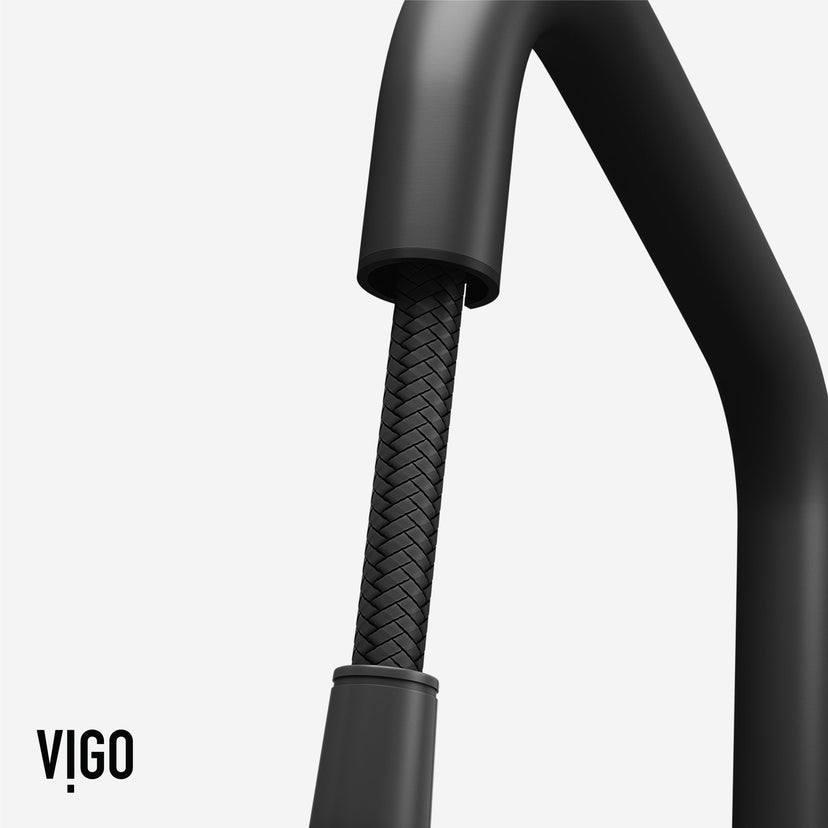 High-arc gooseneck kitchen faucet with lever handle and included supply lines