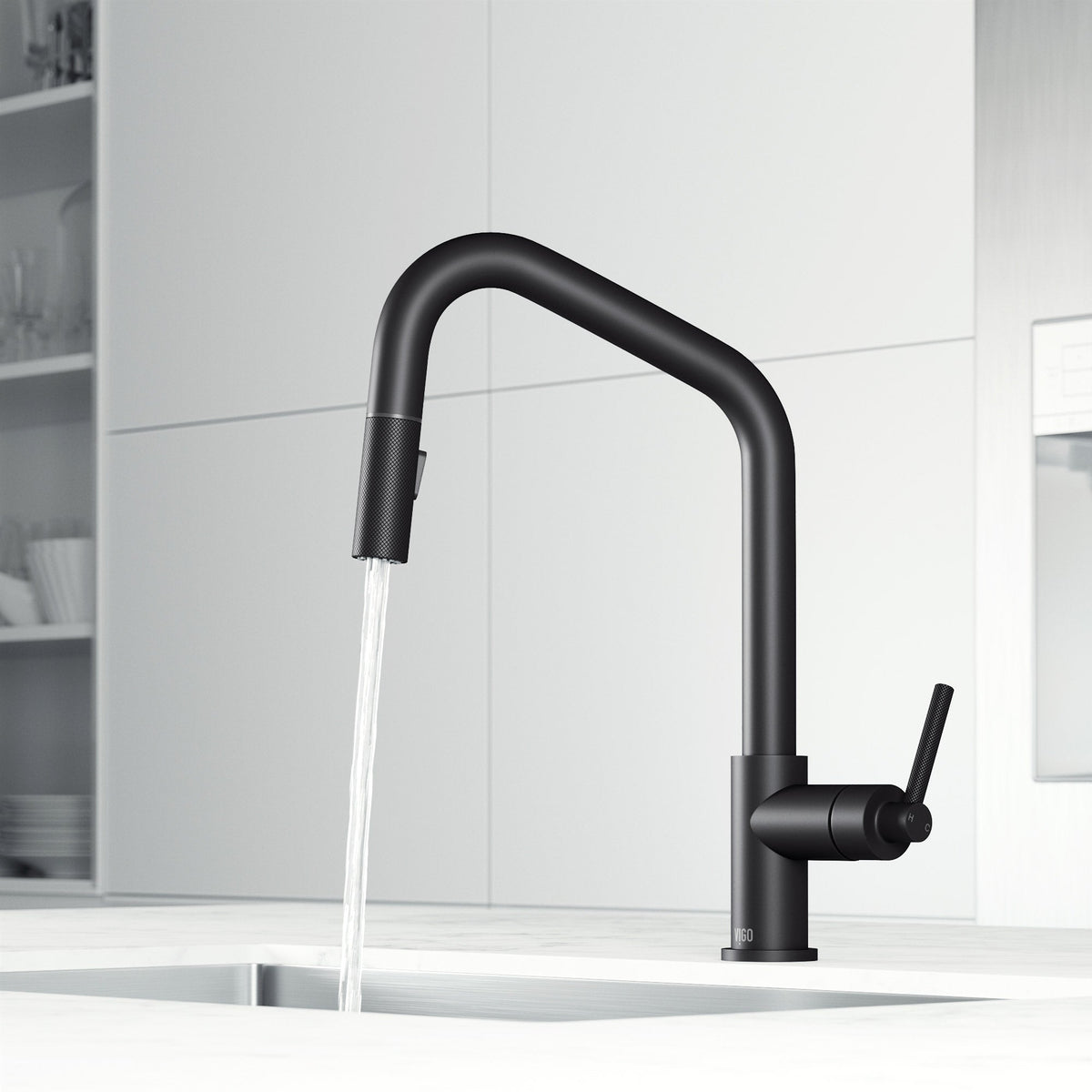 Single handle kitchen faucet with ceramic valve and pull-down spray head
