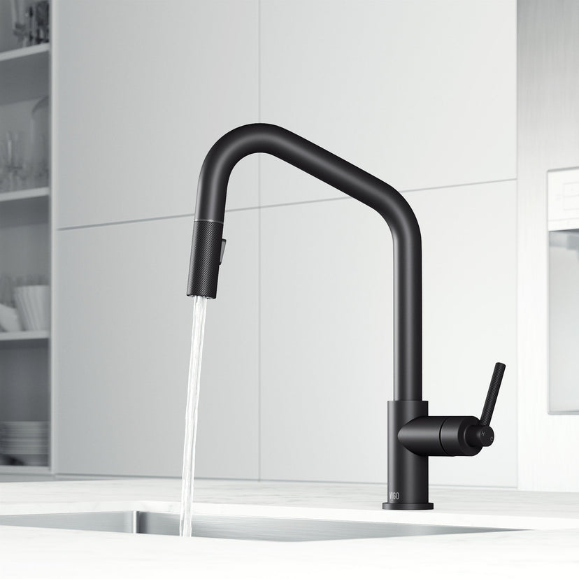 Single handle kitchen faucet with ceramic valve and pull-down spray head