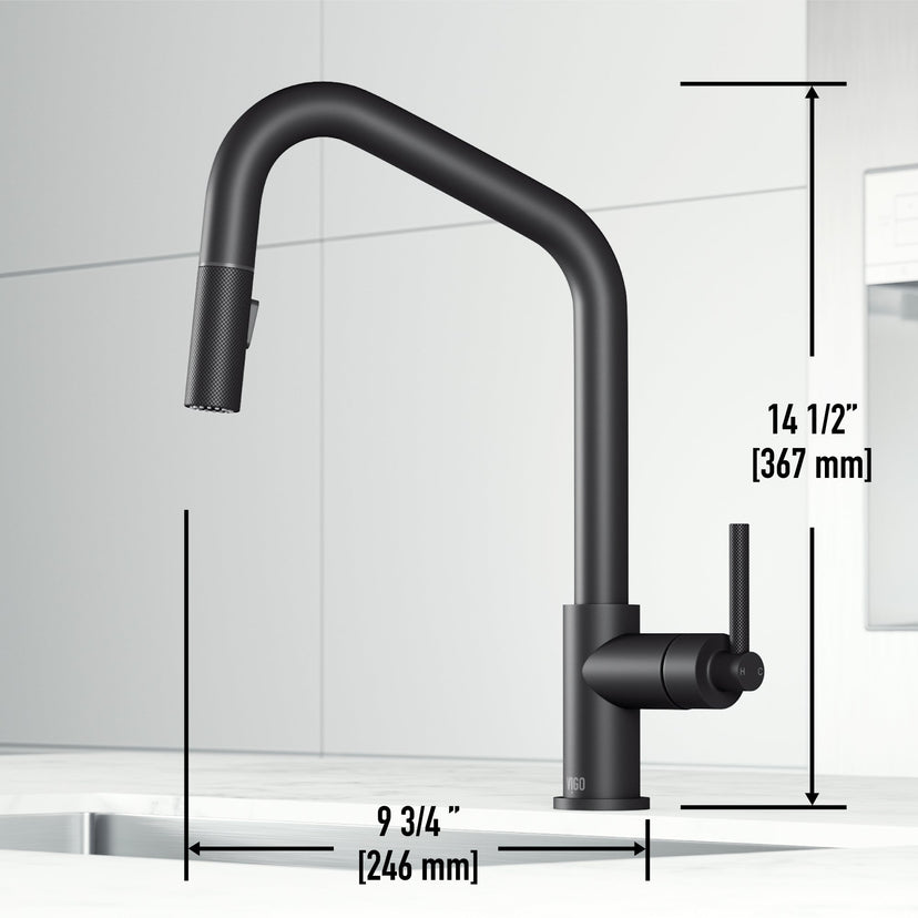 Pull-down kitchen faucet with lever handle and 360-degree spout swivel