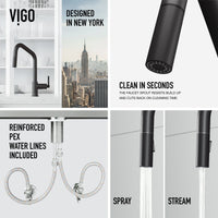 Matte black finish kitchen faucet with sprayer docking station and high-arc design