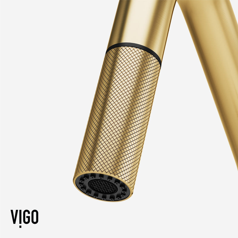 Matte brushed gold pull-down kitchen faucet with secure docking station and spot-resistant finish