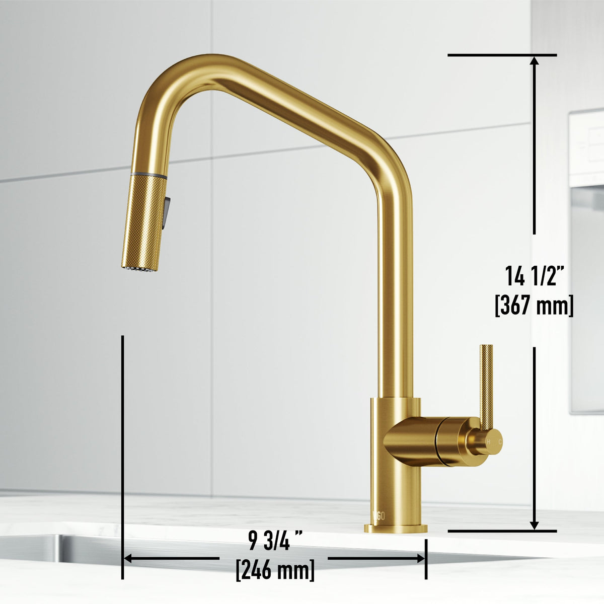 Pull-down kitchen faucet with lever handle and 360-degree spout swivel