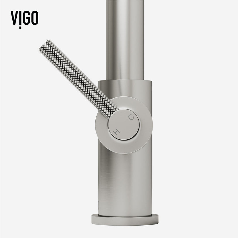 Modern deck-mounted faucet with ceramic disc cartridge and 360-degree swivel spout