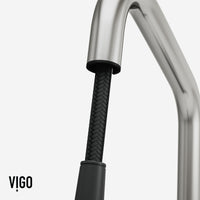 High-arc gooseneck kitchen faucet with lever handle and included supply lines