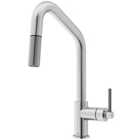 Stainless steel brass kitchen faucet with pre-rinse function and included mounting hardware