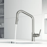 Single handle kitchen faucet with ceramic valve and pull-down spray head