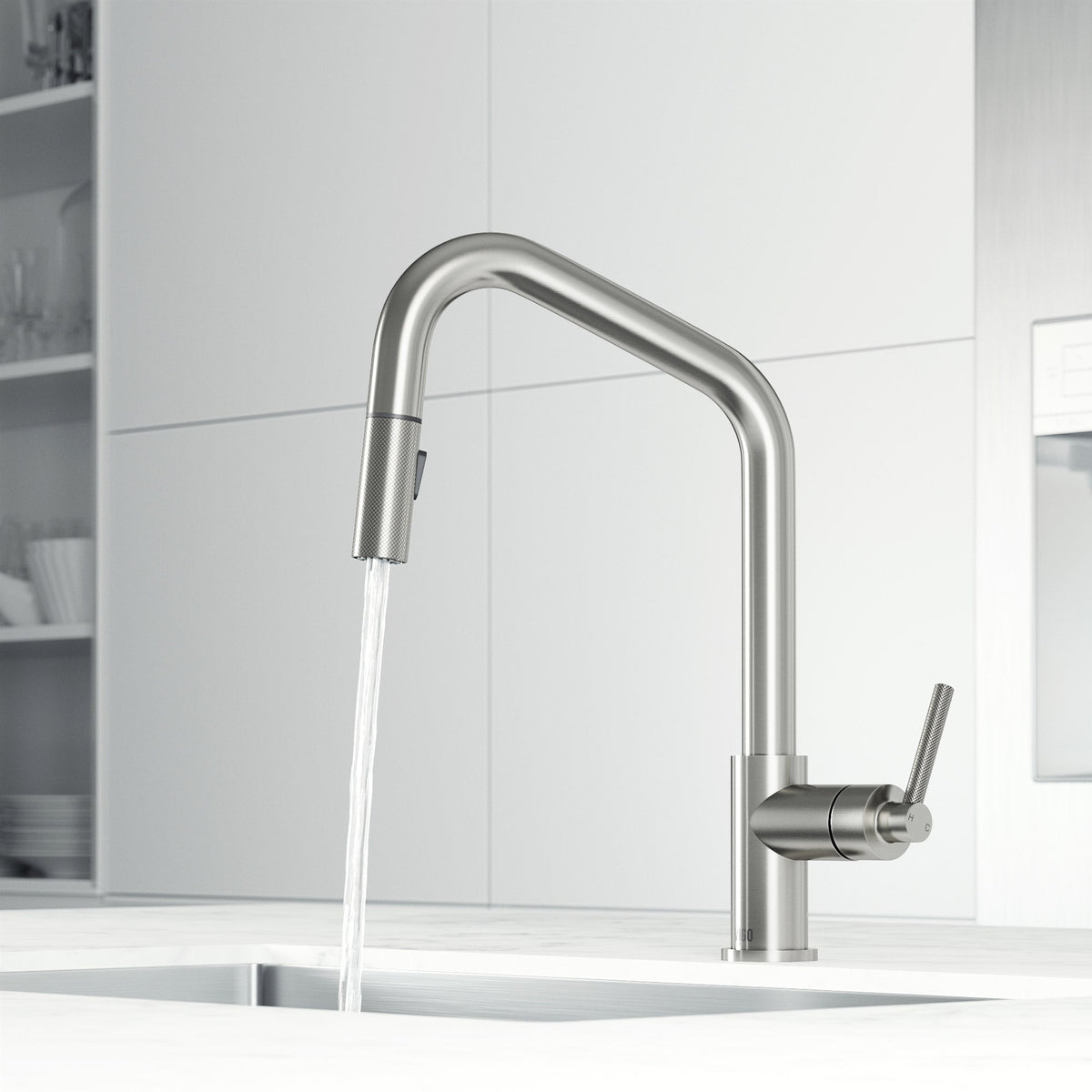 Single handle kitchen faucet with ceramic valve and pull-down spray head
