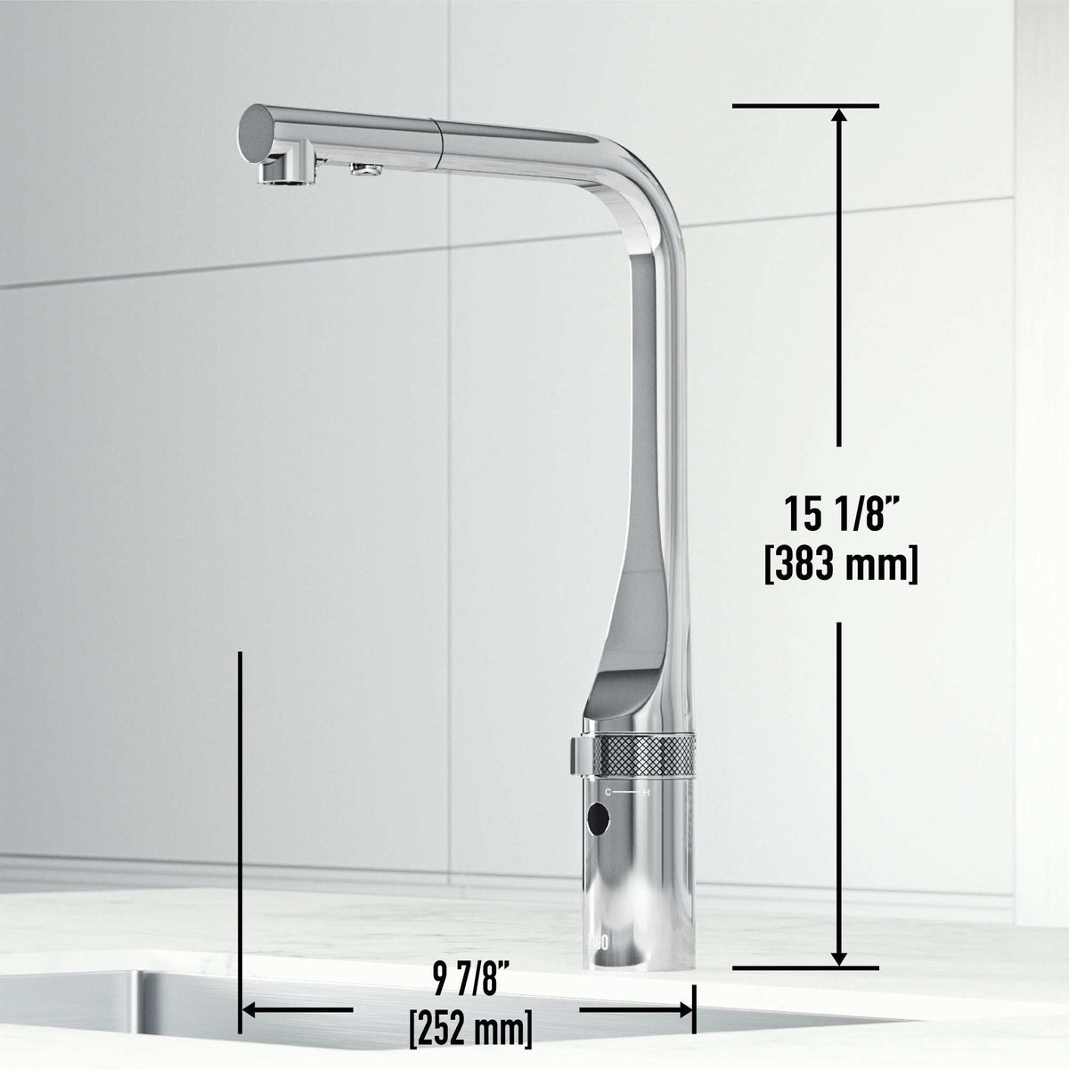VIGO Jewel Touchless Kitchen Faucet in chrome with motion sensor and pull-out hose