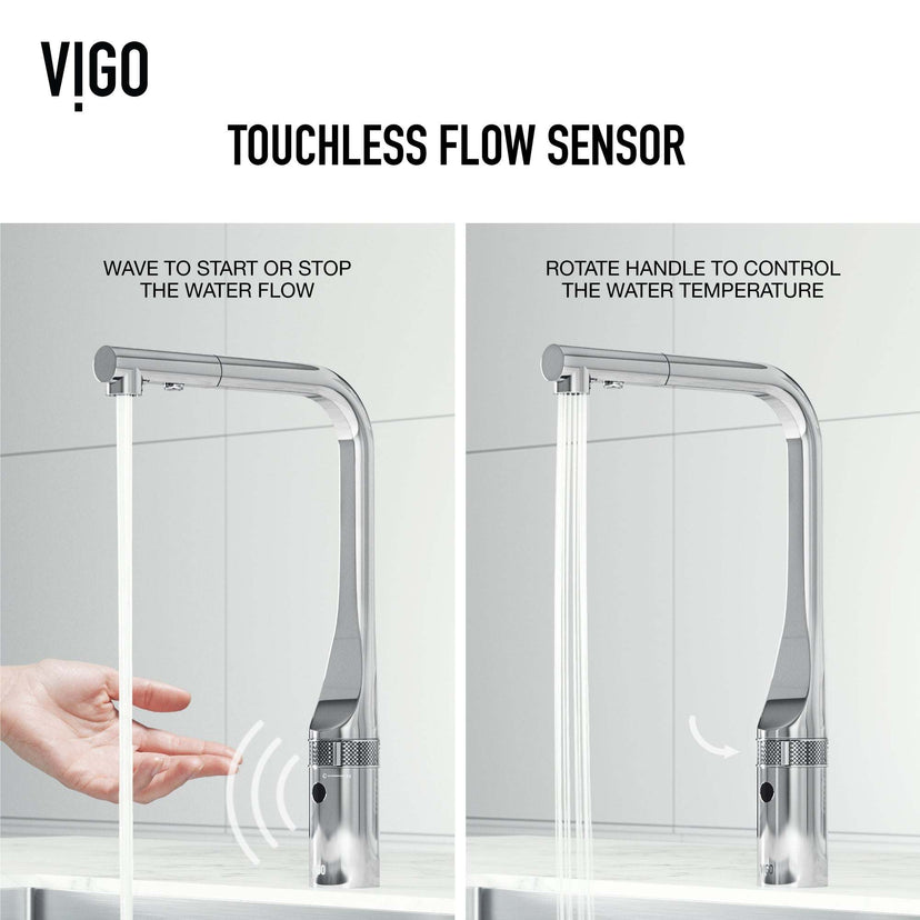 VIGO Jewel Touchless Kitchen Faucet in chrome with motion sensor and pull-out hose