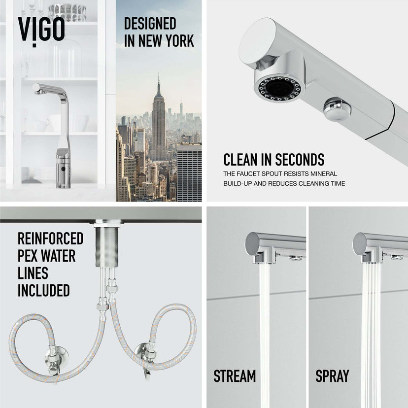 VIGO Jewel Touchless Kitchen Faucet in chrome with motion sensor and pull-out hose