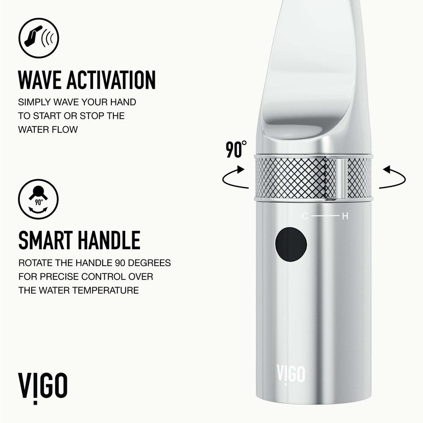 VIGO Jewel Touchless Kitchen Faucet in chrome with motion sensor and pull-out hose for modern kitchens