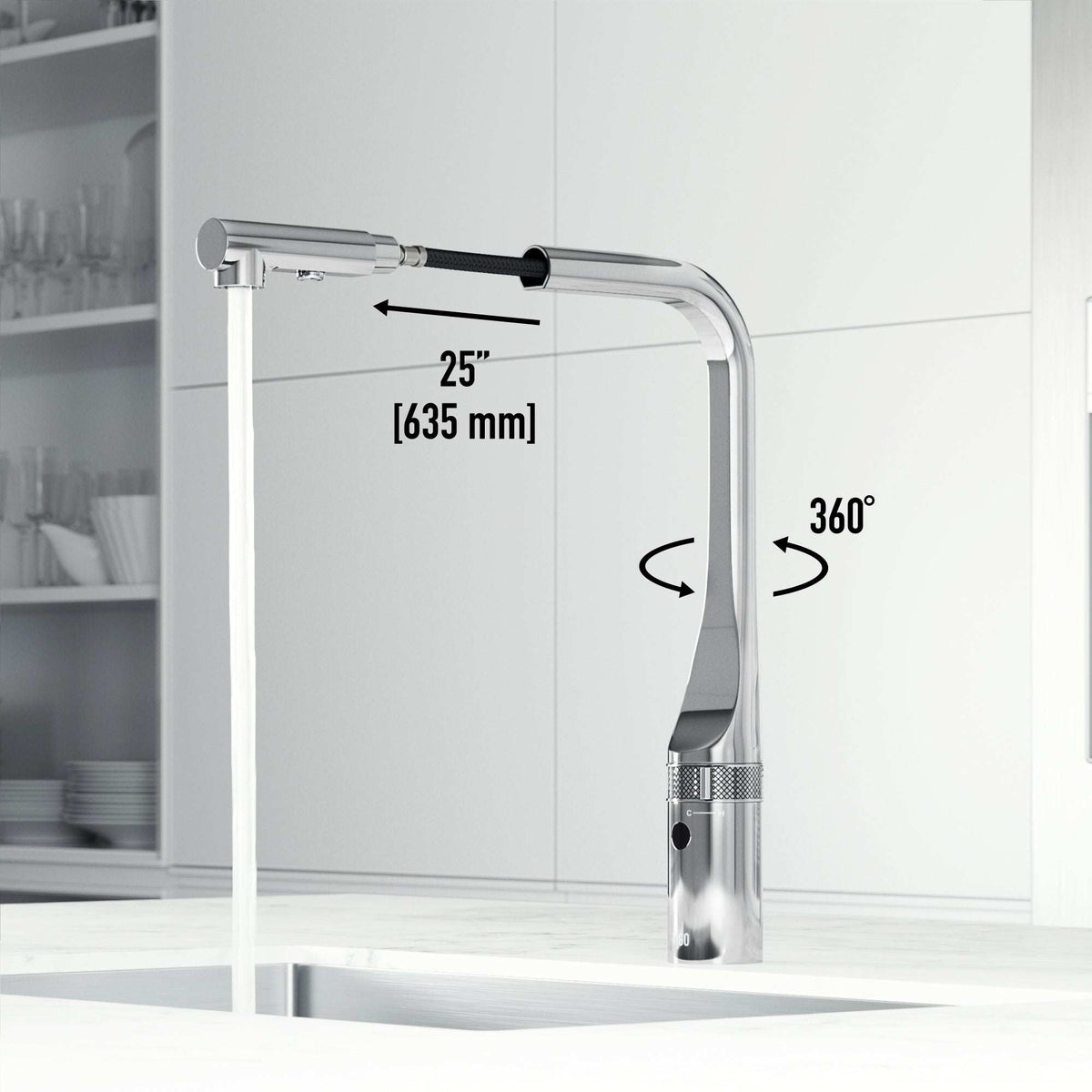VIGO Jewel Touchless Kitchen Faucet in chrome with motion sensor and pull-out sprayer