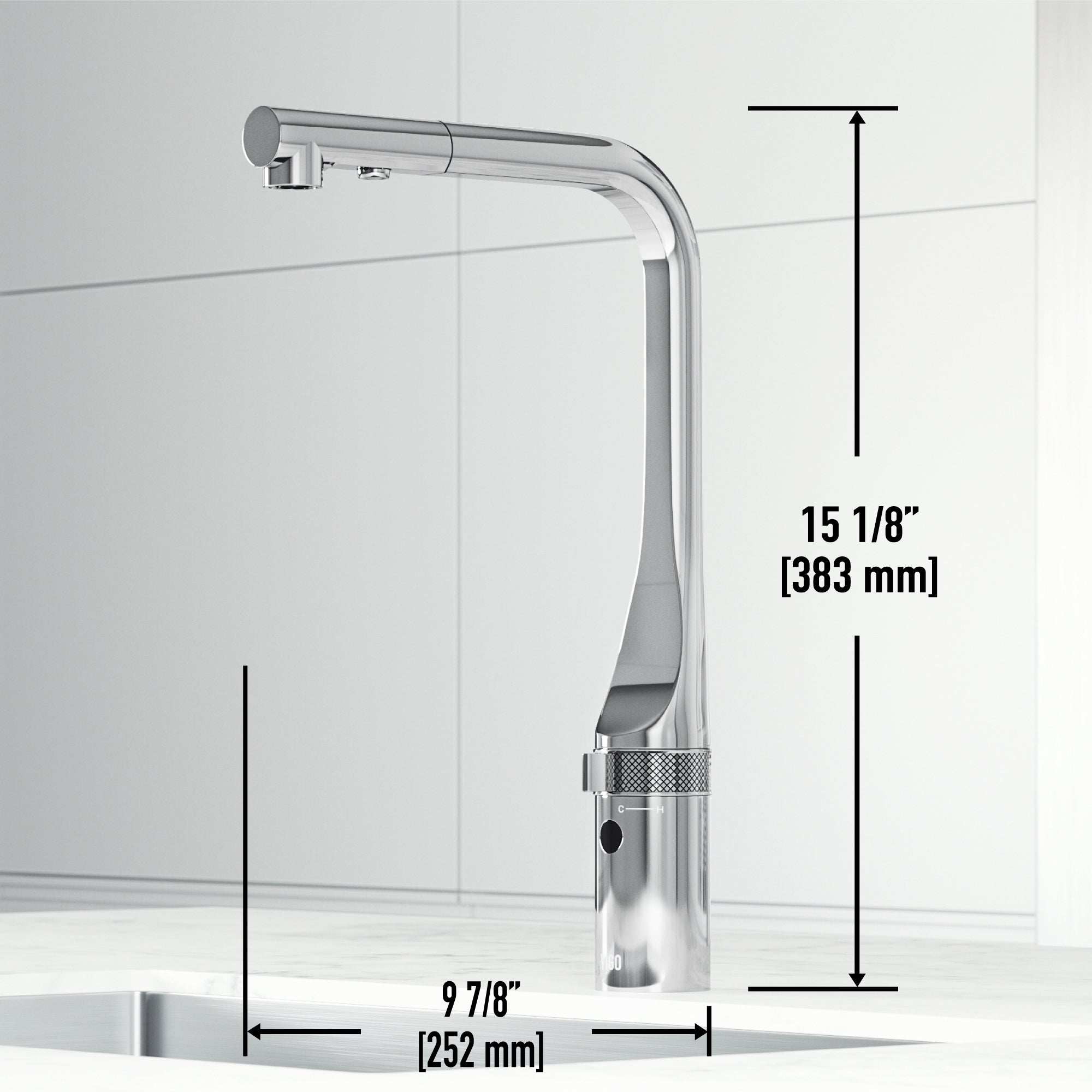 Touchless kitchen faucet with spot-resistant finish and dual spray mode