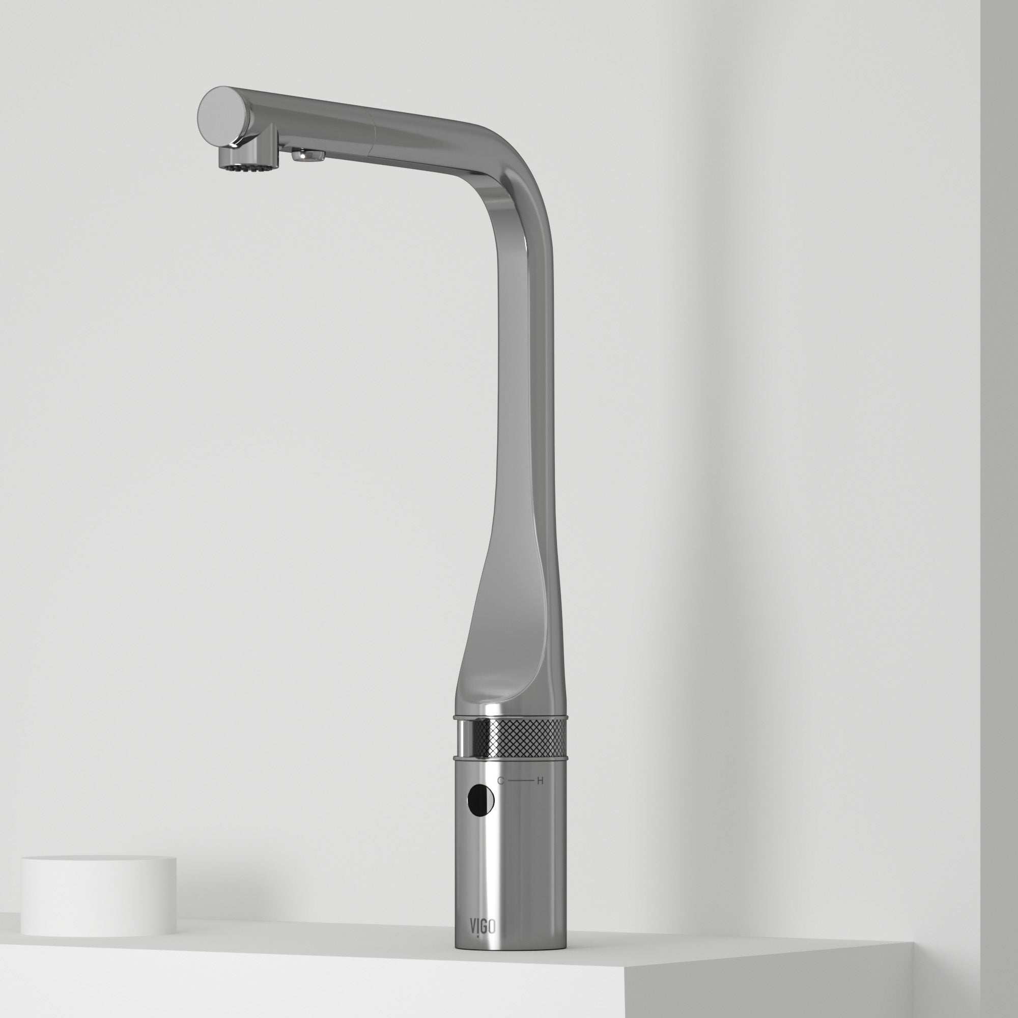 Modern kitchen faucet with compression connections and lever handle