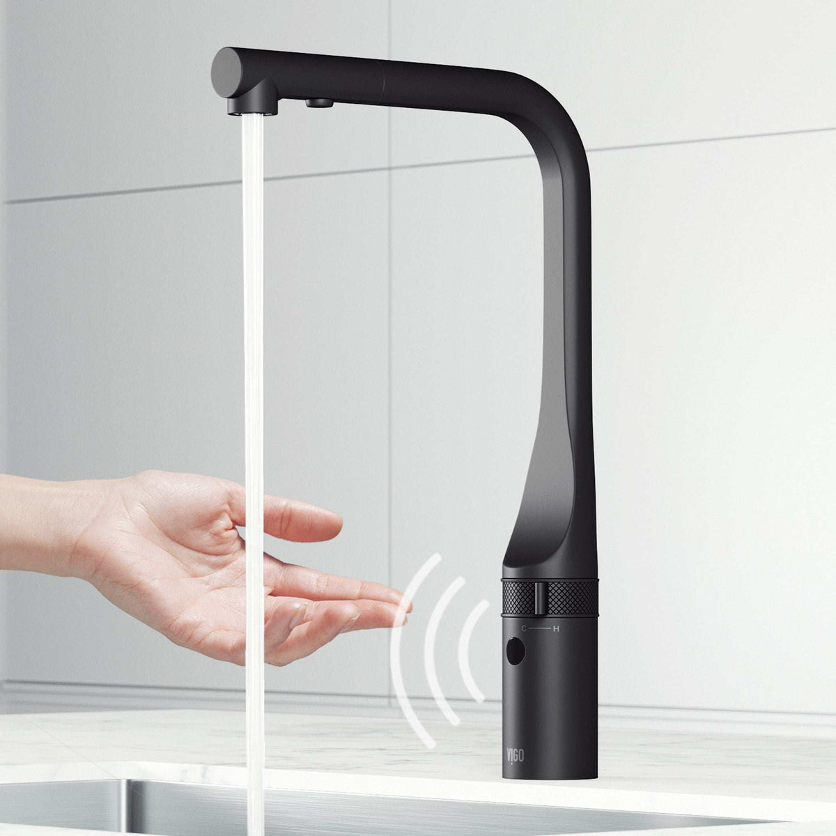 VIGO Jewel Touchless Kitchen Faucet in chrome with motion sensor and pull-out hose