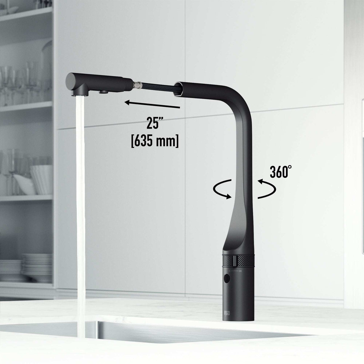 VIGO Jewel Touchless Kitchen Faucet in chrome with motion sensor and pull-out hose