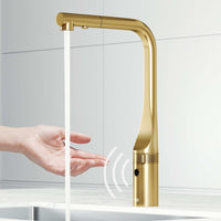 Jewel Touchless Kitchen Faucet in chrome with motion sensor and pull-out hose for modern kitchens