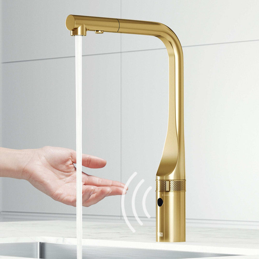 Jewel Touchless Kitchen Faucet in chrome with motion sensor and pull-out hose for modern kitchens