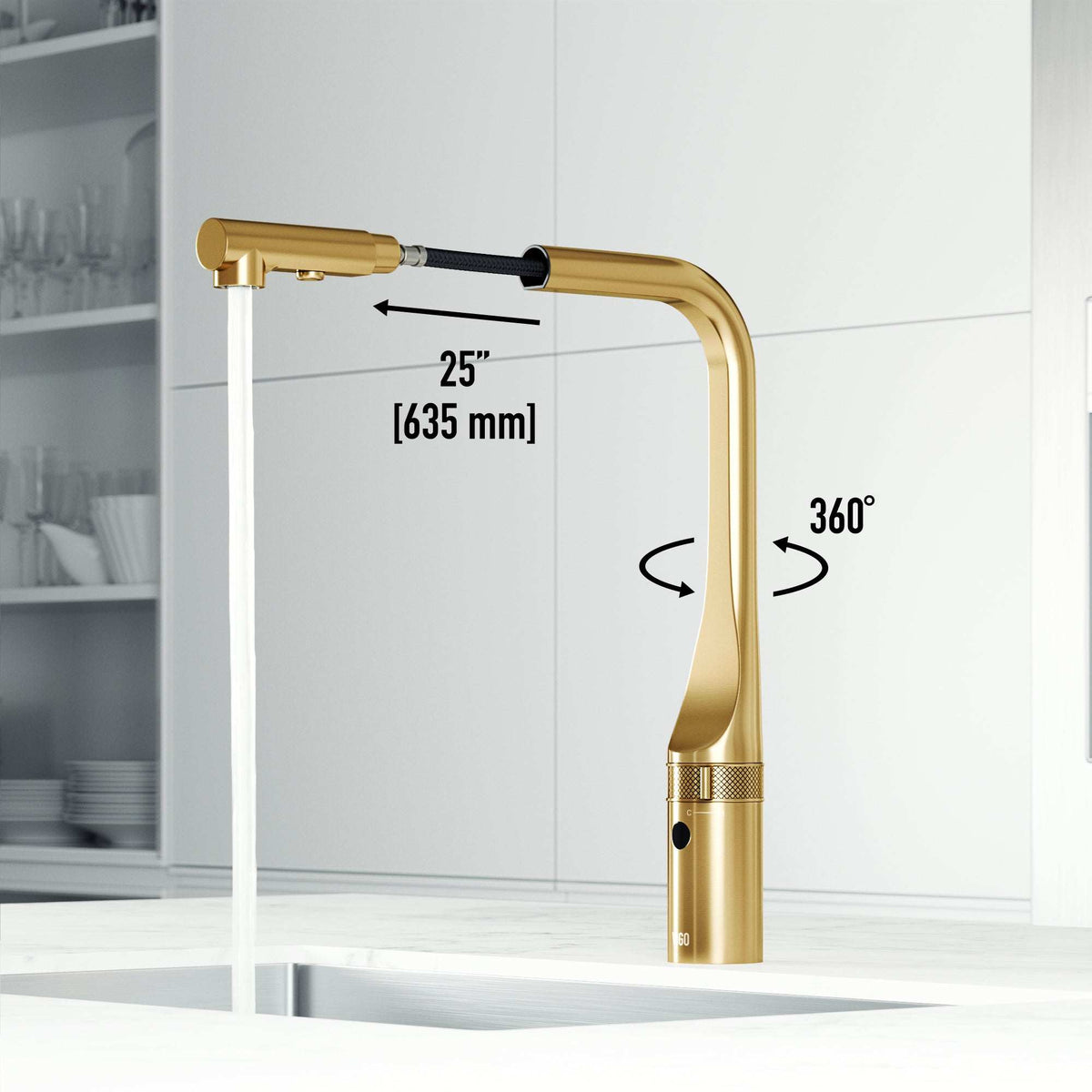 VIGO Jewel Touchless Kitchen Faucet in chrome with motion sensor and pull-out hose