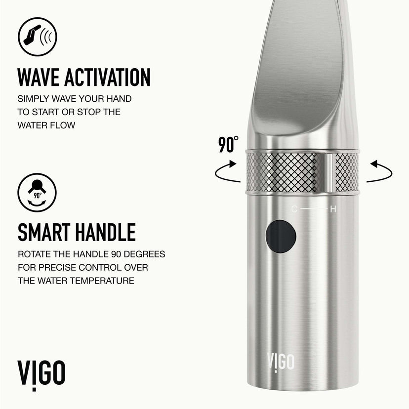 VIGO Jewel Touchless Kitchen Faucet in chrome with motion sensor and pull-out hose