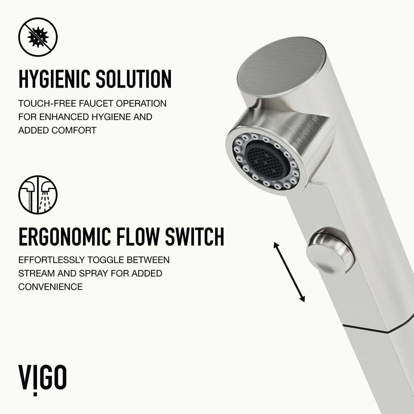 VIGO Jewel Touchless Kitchen Faucet in chrome with motion sensor and pull-out hose