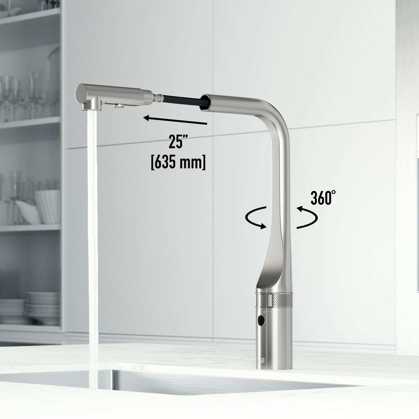 Jewel Touchless Kitchen Faucet in chrome with motion sensor and pull-out hose