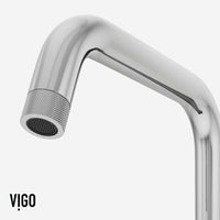 Single handle deck-mounted faucet in chrome with high-arc spout and brass construction