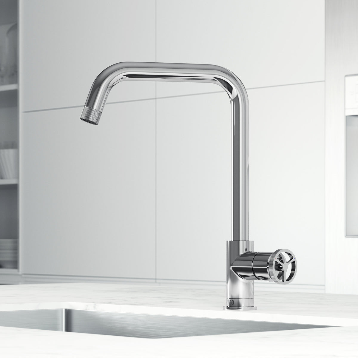 Kitchen faucet with 360-degree swivel spout and secure docking technology