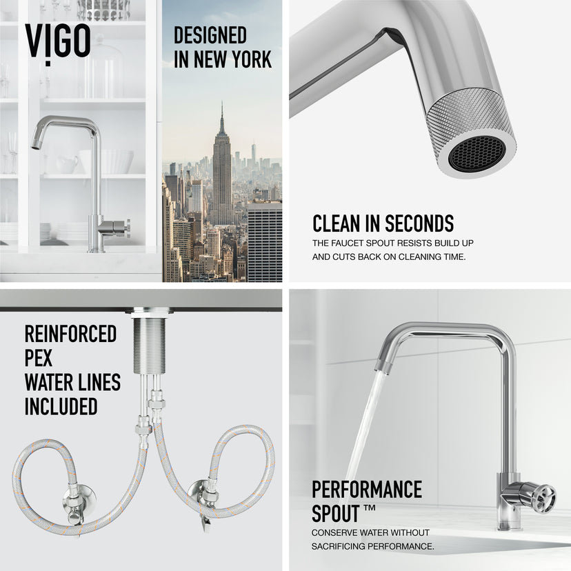 High-arc chrome kitchen faucet featuring secure docking and compression connections
