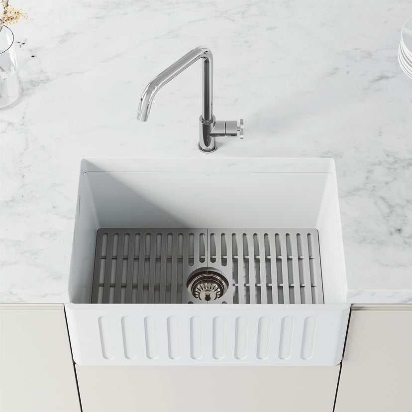 Chrome finish kitchen faucet with lever handle and 360-degree swivel spout