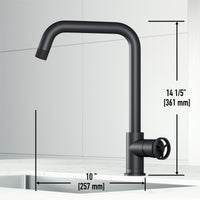 Brass kitchen bar faucet with ceramic disc cartridge and matte black finish