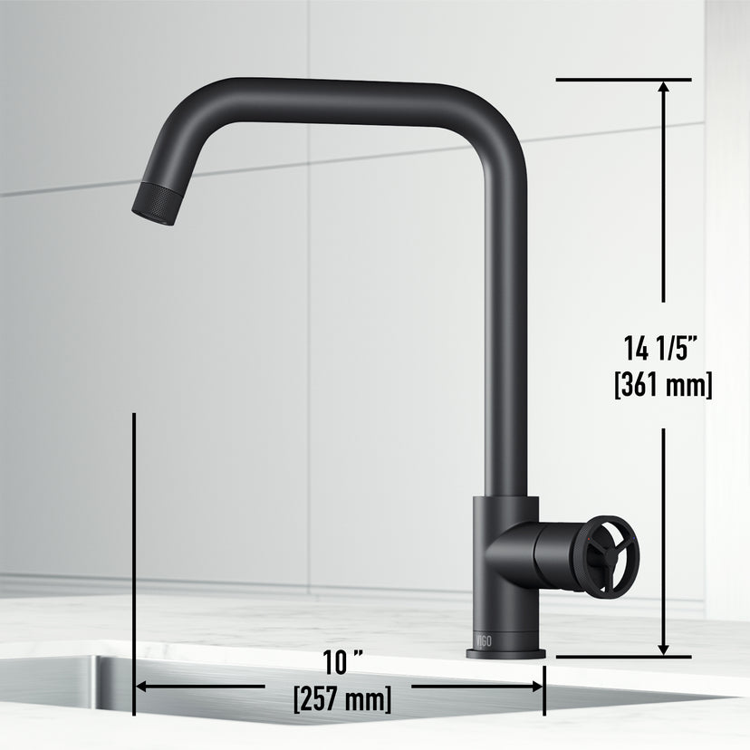 Brass kitchen bar faucet with ceramic disc cartridge and matte black finish