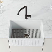 Matte black finish kitchen faucet with lever handle and 360-degree swivel spout