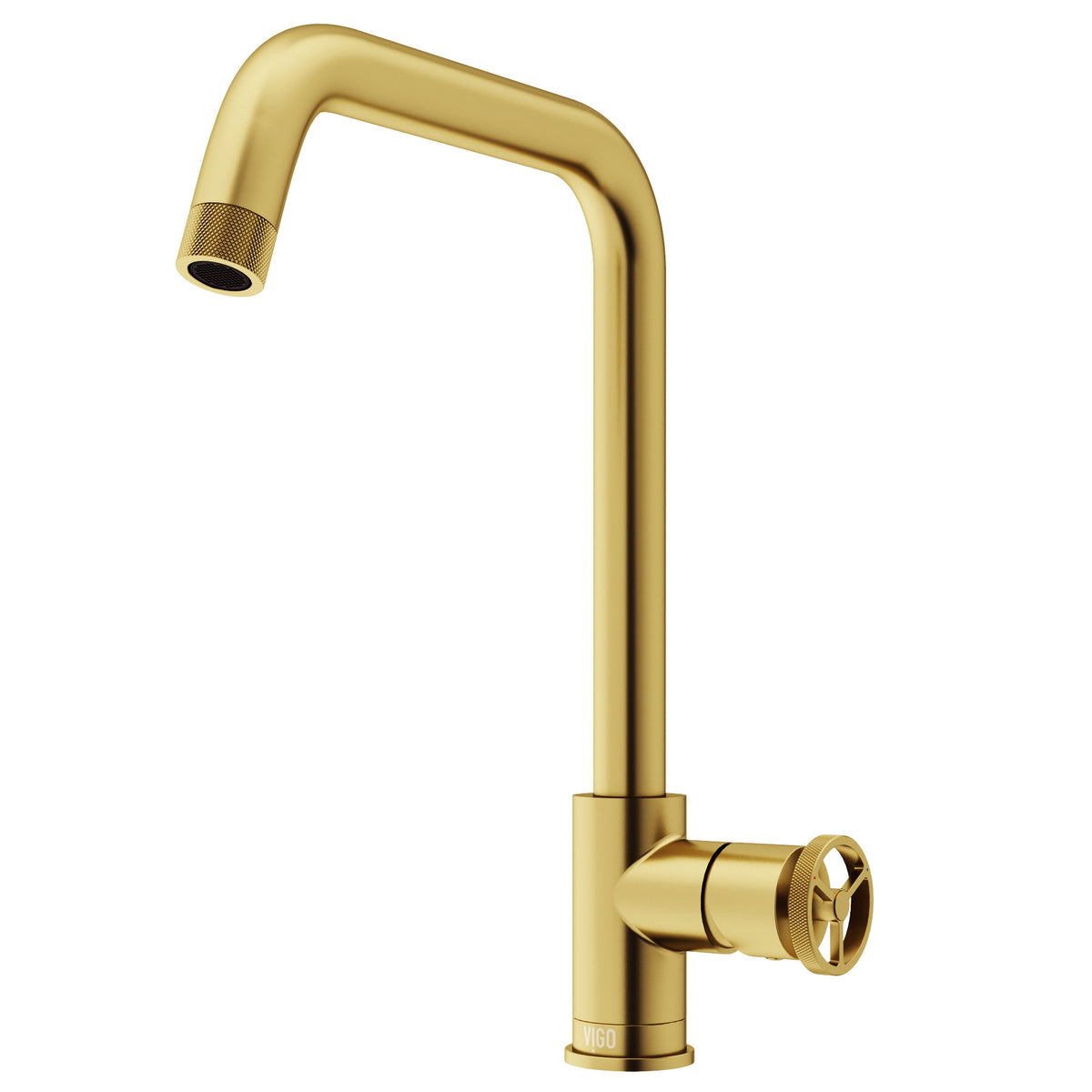 Matte brushed gold modern kitchen faucet with lever handle and included mounting materials