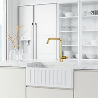 Water-efficient kitchen bar faucet with ceramic disk valve and pre-rinse function