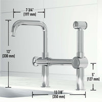 VIGO Cass kitchen faucet with pull-out side sprayer in chrome finish and bridge design
