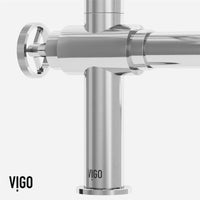 VIGO Cass Kitchen Faucet with Pull-Out Sprayer in Chrome, industrial design with dual spout flow and 360° swivel.