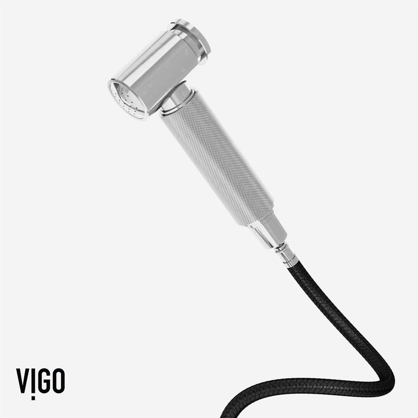 VIGO Cass Chrome Kitchen Faucet with Pull-Out Sprayer and 360° Swivel Spout