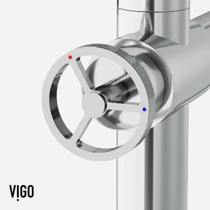 Modern chrome kitchen faucet with pull-out sprayer and bridge design