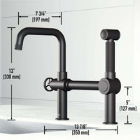 VIGO Cass Kitchen Faucet with Sprayer in chrome finish featuring exposed bridge design and pull-out side sprayer