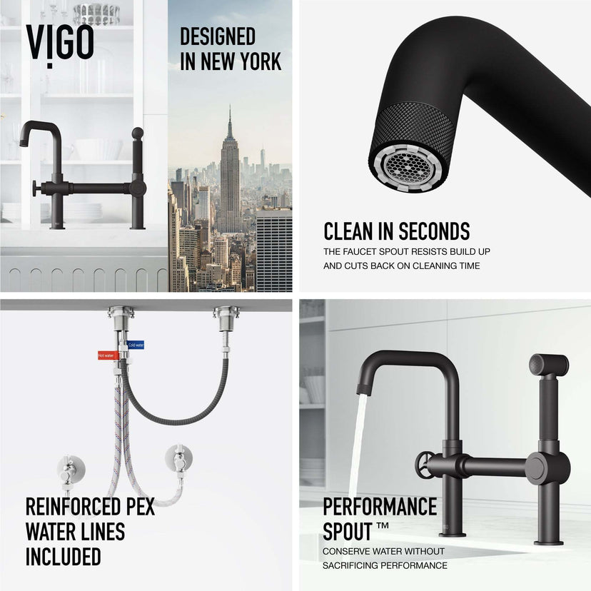 VIGO Cass Kitchen faucet with pull-out sprayer in chrome finish and industrial design