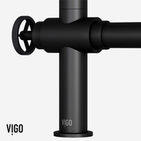 VIGO Cass Bridge Kitchen Faucet with pull-out sprayer in chrome finish and industrial design