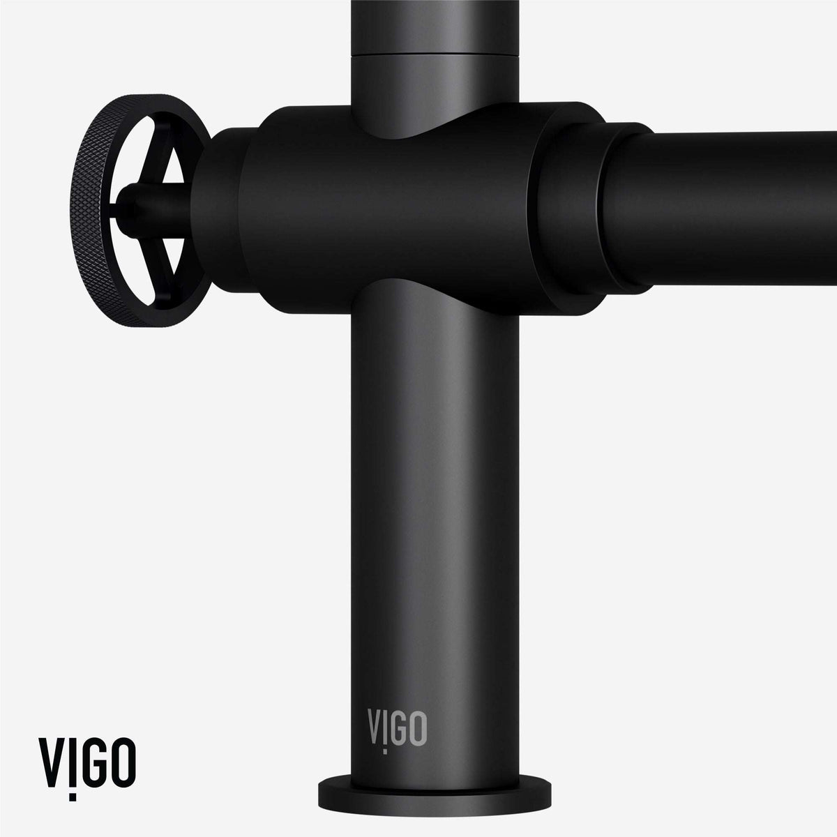 VIGO Cass Bridge Kitchen Faucet with pull-out sprayer in chrome finish and industrial design