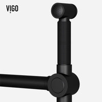 Chrome VIGO Cass Kitchen Faucet with pull-out sprayer and exposed bridge design