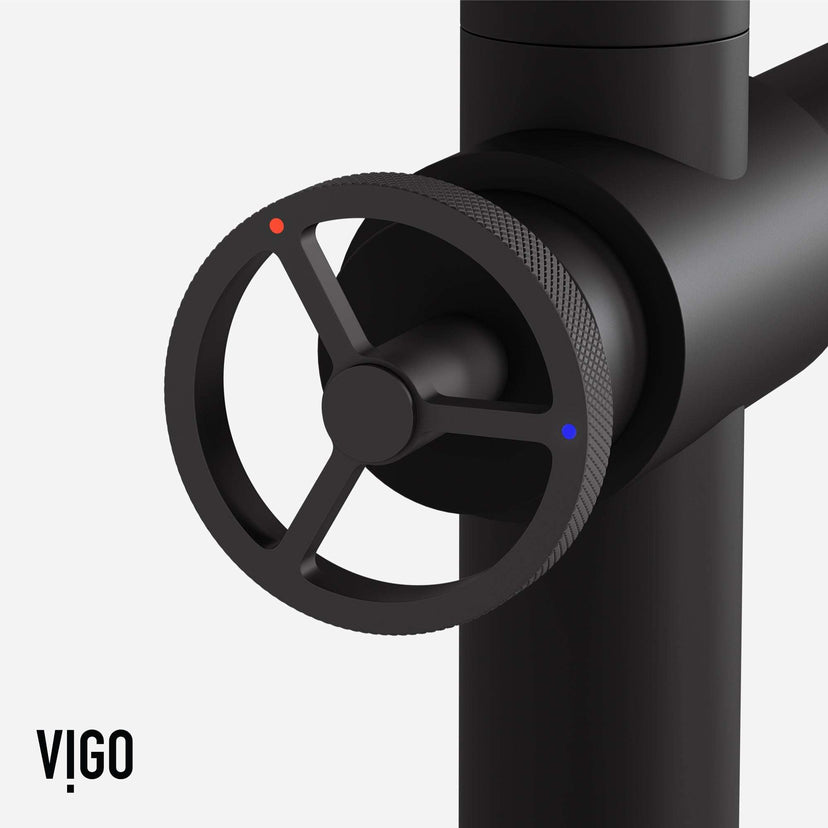 VIGO Cass Kitchen Faucet with pull-out sprayer in chrome with high-arc swivel spout and industrial design